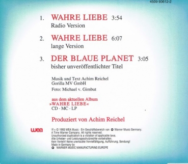 Achim Reichel - Wahre Liebe CD Single 1993