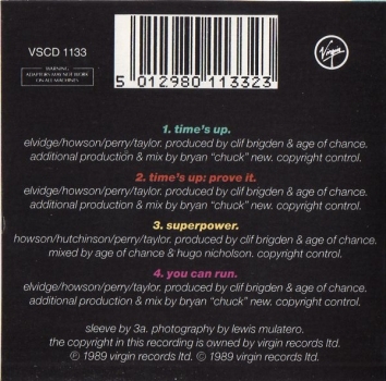 Age of Chance - Time's Up 3 INCH CD Single 1989