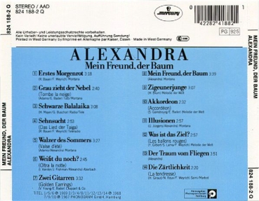 Preview: Alexandra - Mein Freund, Der Baum CD 1985 1988