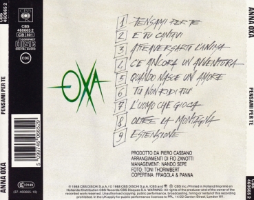 Anna Oxa - Pensami Per Te CD 1988