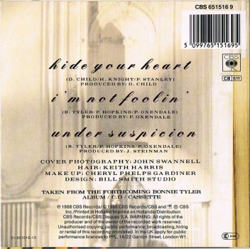Bonnie Tyler - Hide Your Heart 3 INCH CD Single 1988