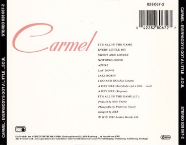 Carmel - Everybody's Got A Little...Soul CD 1987