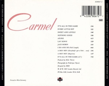 Carmel - Everybody's Got A Little...Soul CD 1987 1993