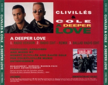 Clivilles & Cole - A Deeper Love PROMO CD Single 1991