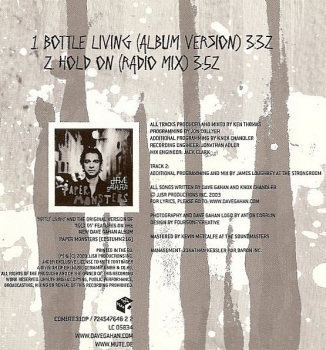 Dave Gahan - Bottle Living + Hold On 3 INCH CD Single 2003