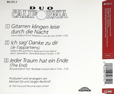 Duo California - Gitarren Klingen Leise Durch Die Nacht CD Single 1991