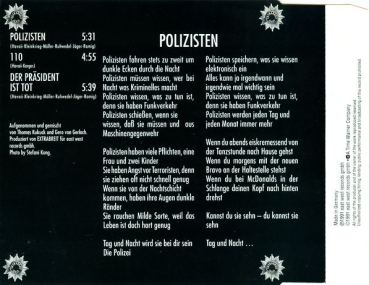 Extrabreit - Polizisten (Live!) CD Single 1991