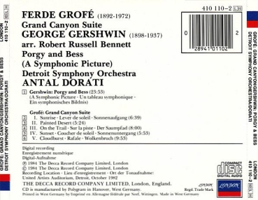 Grofe, Gershwin - Grand Canyon Suite + Porgy And Bess (Antal Dorati, Detroit Symphony Orchestra) CD 1984