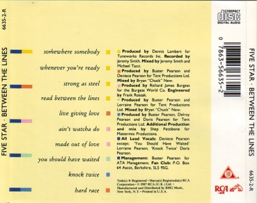 Five Star - Between The Lines CD 1987