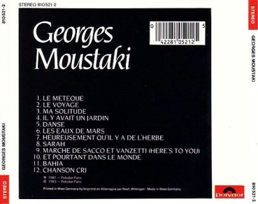 Georges Moustaki - Georges Moustaki (Same) CD 1983 1988