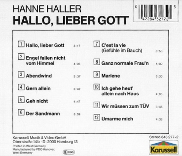 Hanne Haller - Hallo, Lieber Gott CD 1988 1991