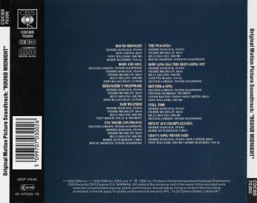 OST - Round Midnight: Original Motion Picture Soundtrack CD 1986 1988