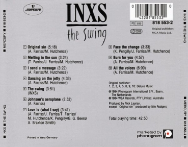 INXS - The Swing CD 1984 1989