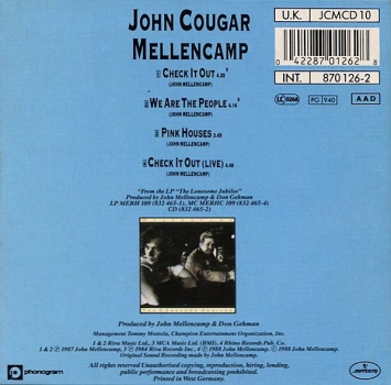 John Cougar Mellencamp - Check It Out CD Single 1988