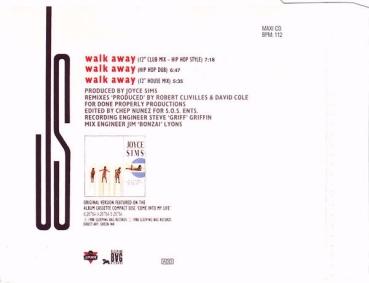 Joyce Sims - Walk Away (Remix) 3 INCH CD Single 1988