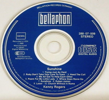 Preview: Kenny Rogers - Sunshine BLUE FACE CD 1985