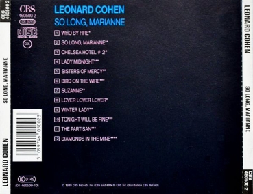 Leonard Cohen - So Long, Marianne CD 1989
