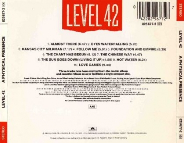Level 42 - A Physical Presence CD 1985
