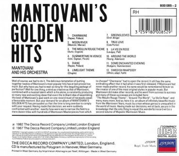 Mantovani And His Orchestra - Mantovani's Golden Hits CD 1967 1982