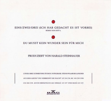 Marianne Rosenberg - Eins, Zwei, Drei (Ich Hab' Gedacht, Es Ist Vorbei) CD Single 1989