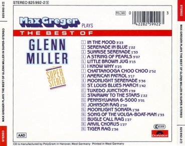 Max Greger - Plays The Best Of Glenn Miller In Super-Stereo CD 1985 1992