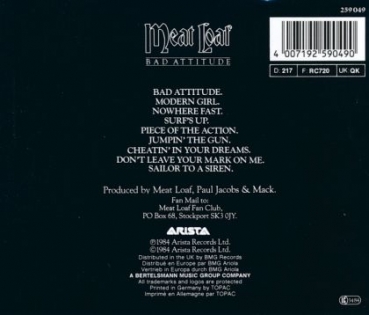 Meat Loaf - Bad Attitude CD 1984 1988