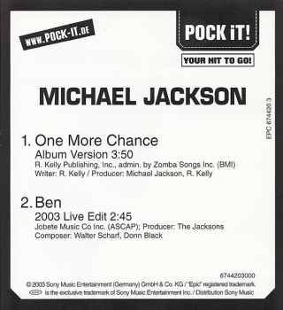 Michael Jackson - One More Chance 3 INCH CD Single 2003