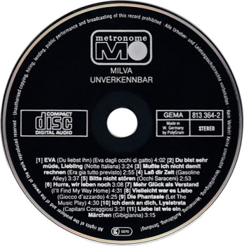 Milva - Unverkennbar BLACK FACE CD 1983