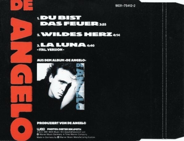 Nino De Angelo - Du Bist Das Feuer CD Single 1991