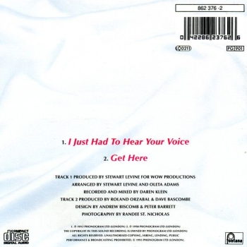 Preview: Oleta Adams - I Just Had To Hear Your Voice CD Single 1993