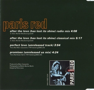 Paris Red - After The Love (Has Lost Its Shine) PICTURE CD Single 1992