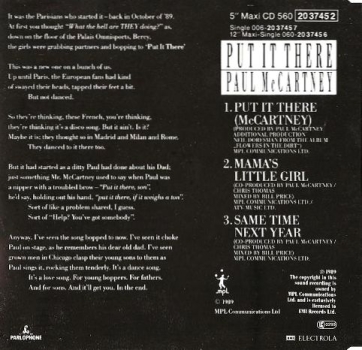 Paul McCartney - Put It There CD Single 1990