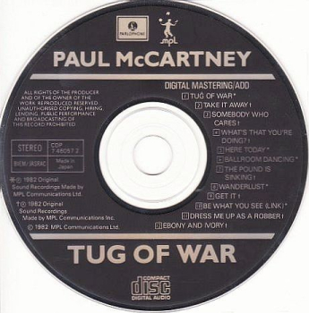 Paul McCartney - Tug Of War JAPANESE MADE EURO CD 1982 1985