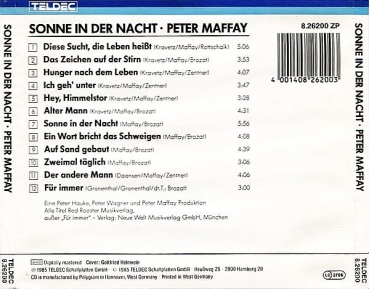 Peter Maffay - Sonne In Der Nacht CD 1985