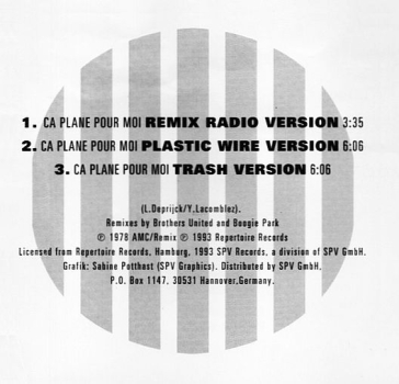 Plastic Bertrand - Ca Plane Pour Moi (Remix) CD Single 1993
