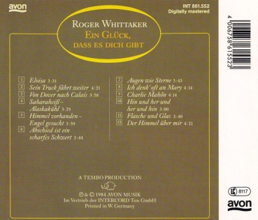 Roger Whittaker - Ein Glück, Daß Es Dich Gibt CD 1984 1988