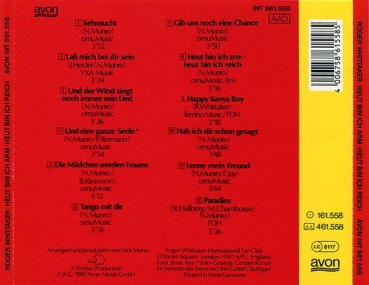 Roger Whittaker - Heut Bin Ich Arm, Heut Bin Ich Reich CD 1987
