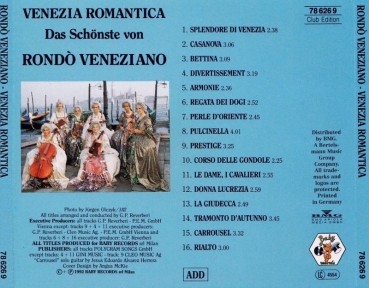 Rondo Veneziano - Venezia Romantica: Das Schönste Von Rondò Veneziano CLUB CD 1992