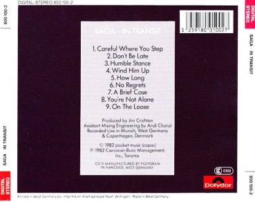 Saga - In Transit CD 1982 1983