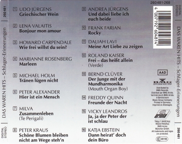 Various Artists - Das Waren Hits: Schlager-Erinnerungen CD 1990