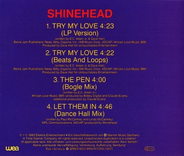 Shinehead - Try My Love CD Single 1992
