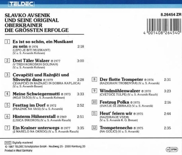 Preview: Slavko Avsenik Und Seine Original Oberkrainer - Die Größten Erfolge CD 1987