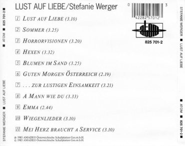 Stefanie Werger - Lust Auf Liebe BLACK FACE CD 1985