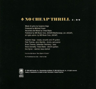 Suzanne Vega - No Cheap Thrill PROMO CD Single 1996