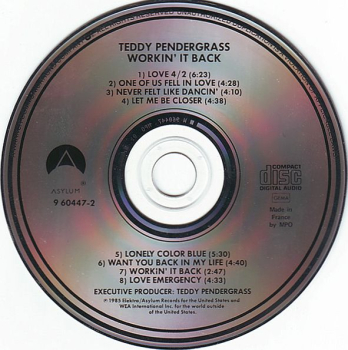 Teddy Pendergrass - Workin' It Back CD 1985