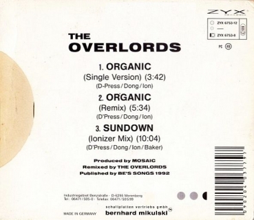 Overlords - Organic + CD Single 1992