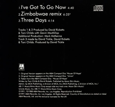Toni Childs - I've Got To Go Now CD Single 1991