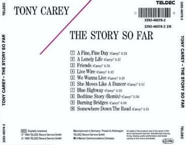Tony Carey - The Story So Far CD 1989 1992