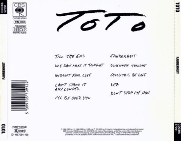 Preview: Toto - Fahrenheit CD 1986