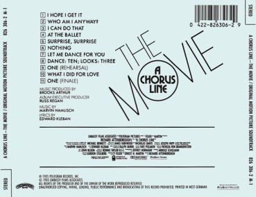OST - A Chorus Line: The Movie. Original Motion Picture Soundtrack CD 1985